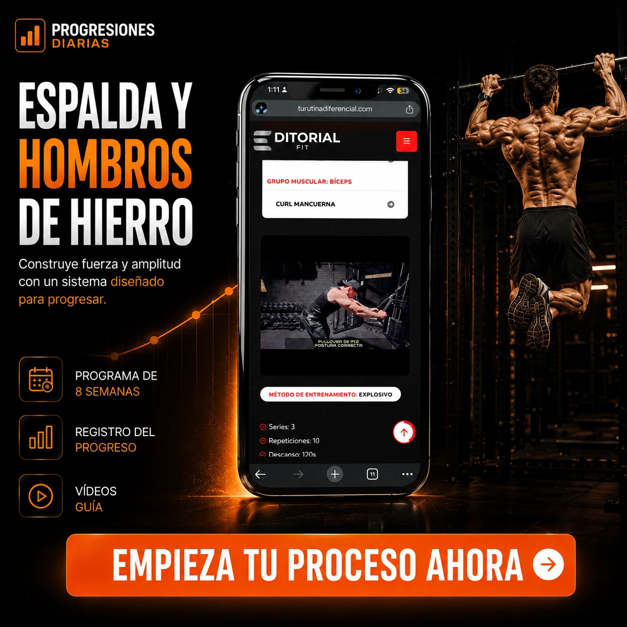 Espalda y Hombros de Hierro | Rutina + App Progresiones Diarias (1 Año)